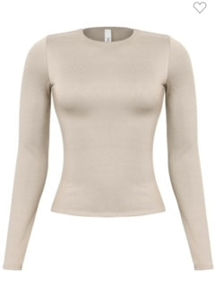 COMFORT LONG SLEEVE BASIC TOP - OATMEAL