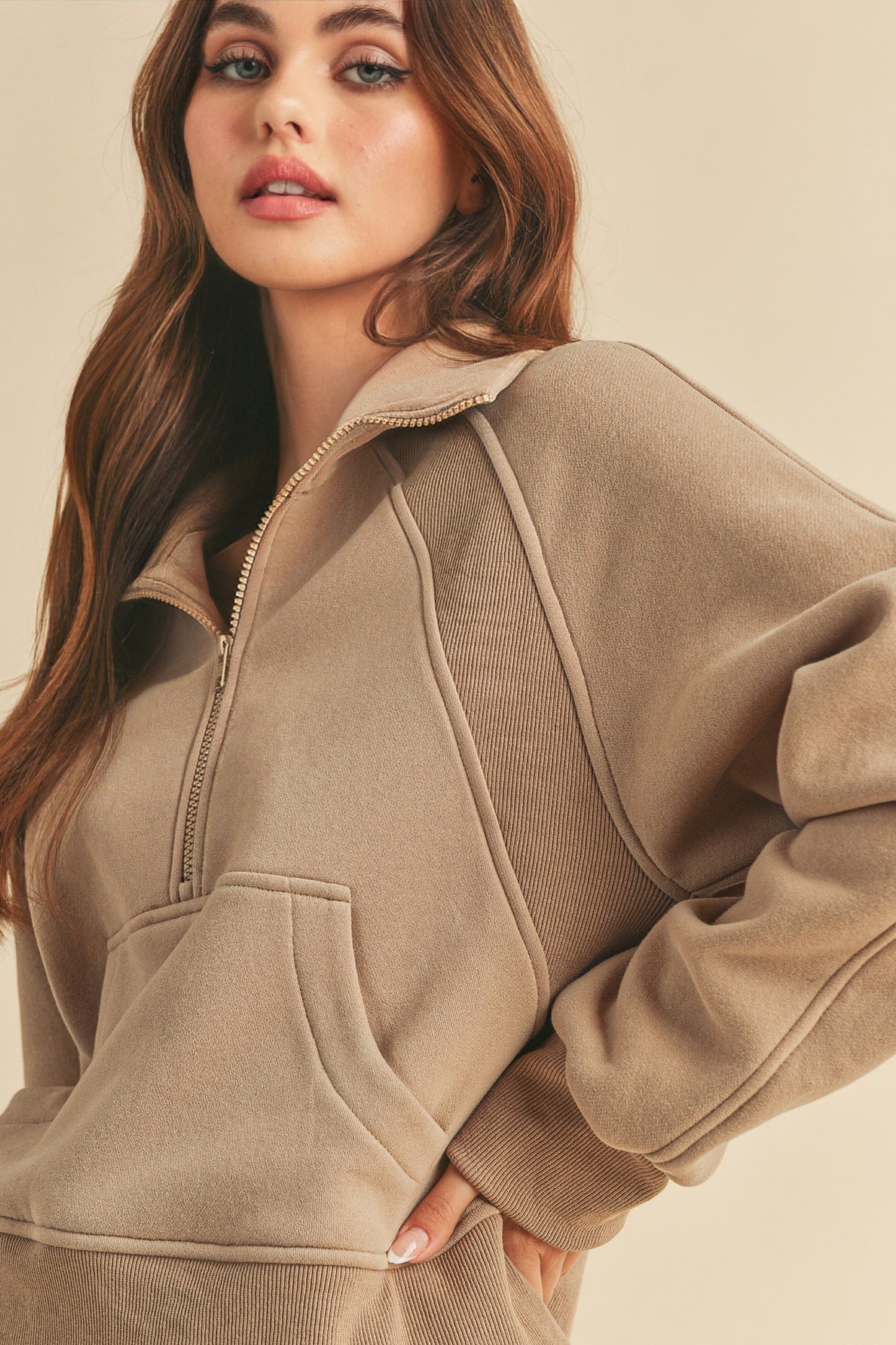 Half Zip Pullover - Oak