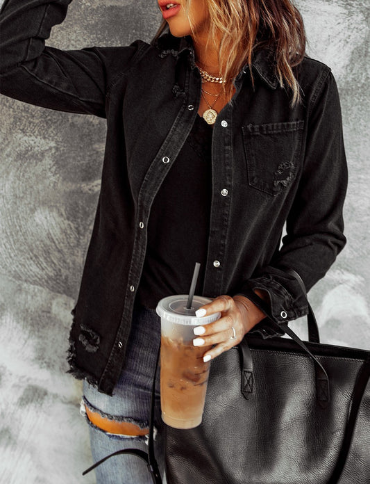 DISTRESSED BLACK JACKET